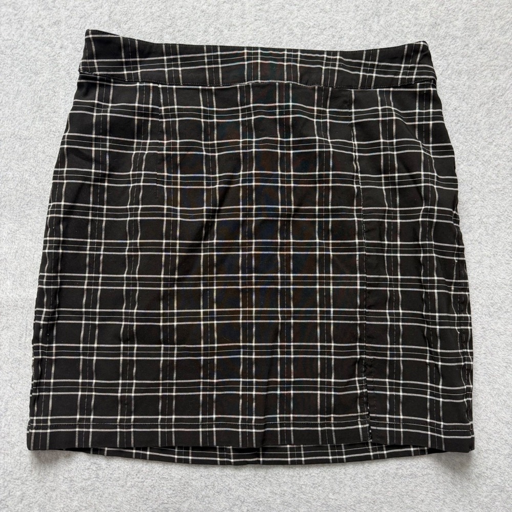 Garage Black White Plaid Mini Skirt Medium Exposed‎ Back Zipper Preppy